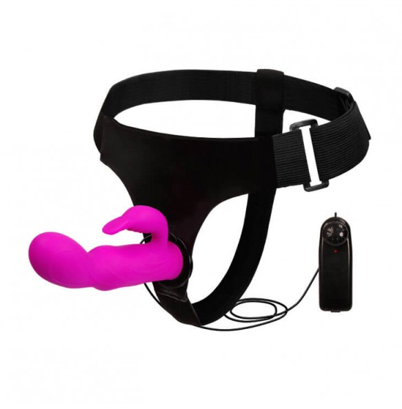 BAILE - Ultra Harness Silicone Strap On Dual Vibrator (L:15.5cm - D:3.7cm)